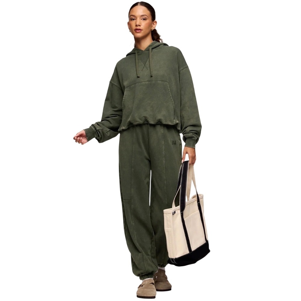 Nuuds Everyday Darkest Olive Vintage Washed Hoodie Oversized Women's Size M